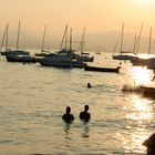 Schwimmer im Sonnenuntergang am Gardasee