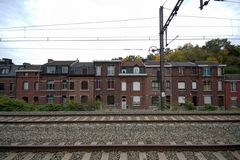 Sclessin - Houses at Rue d'Hippodrome seen from Railway Station Sclessin