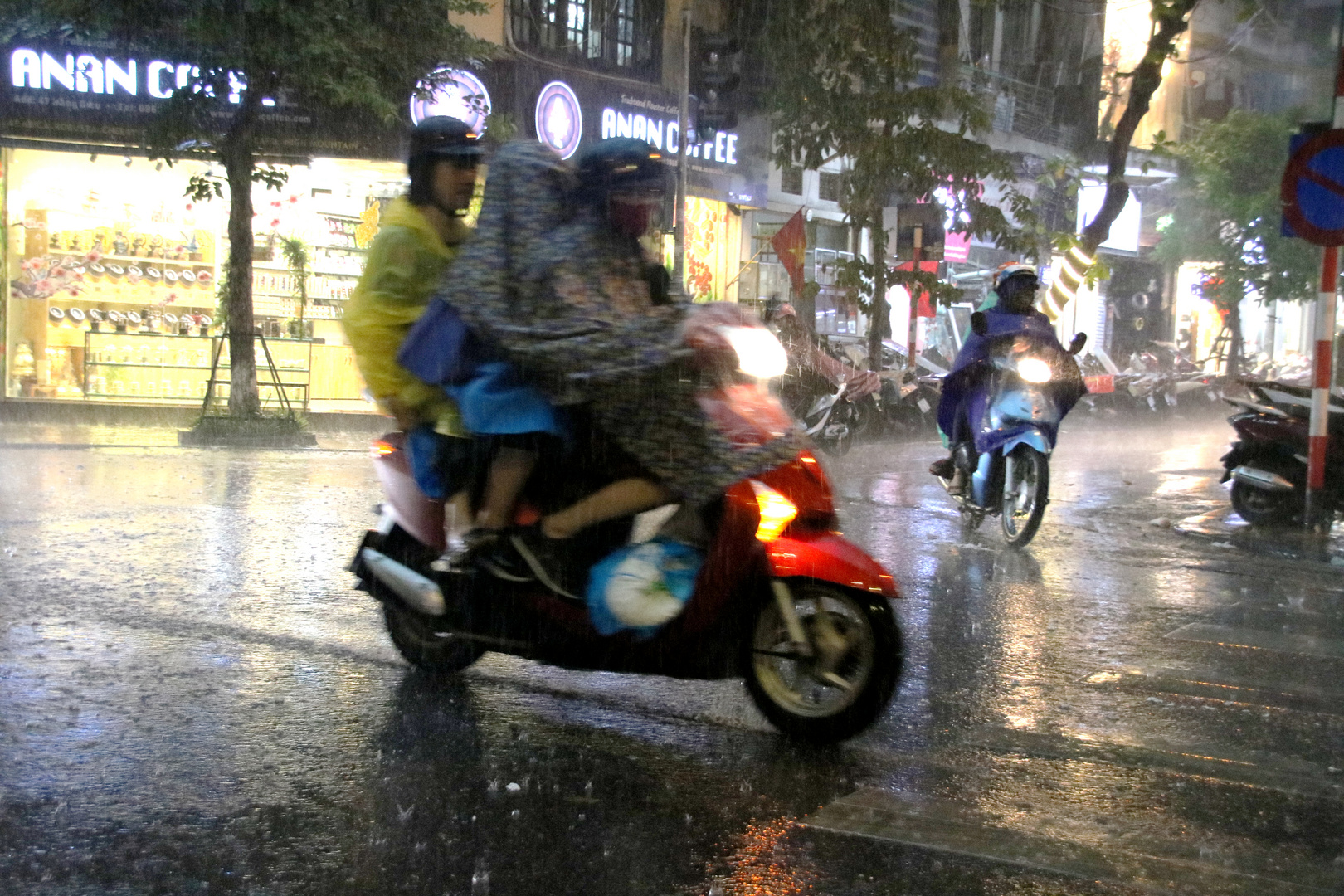 scooter in the rain