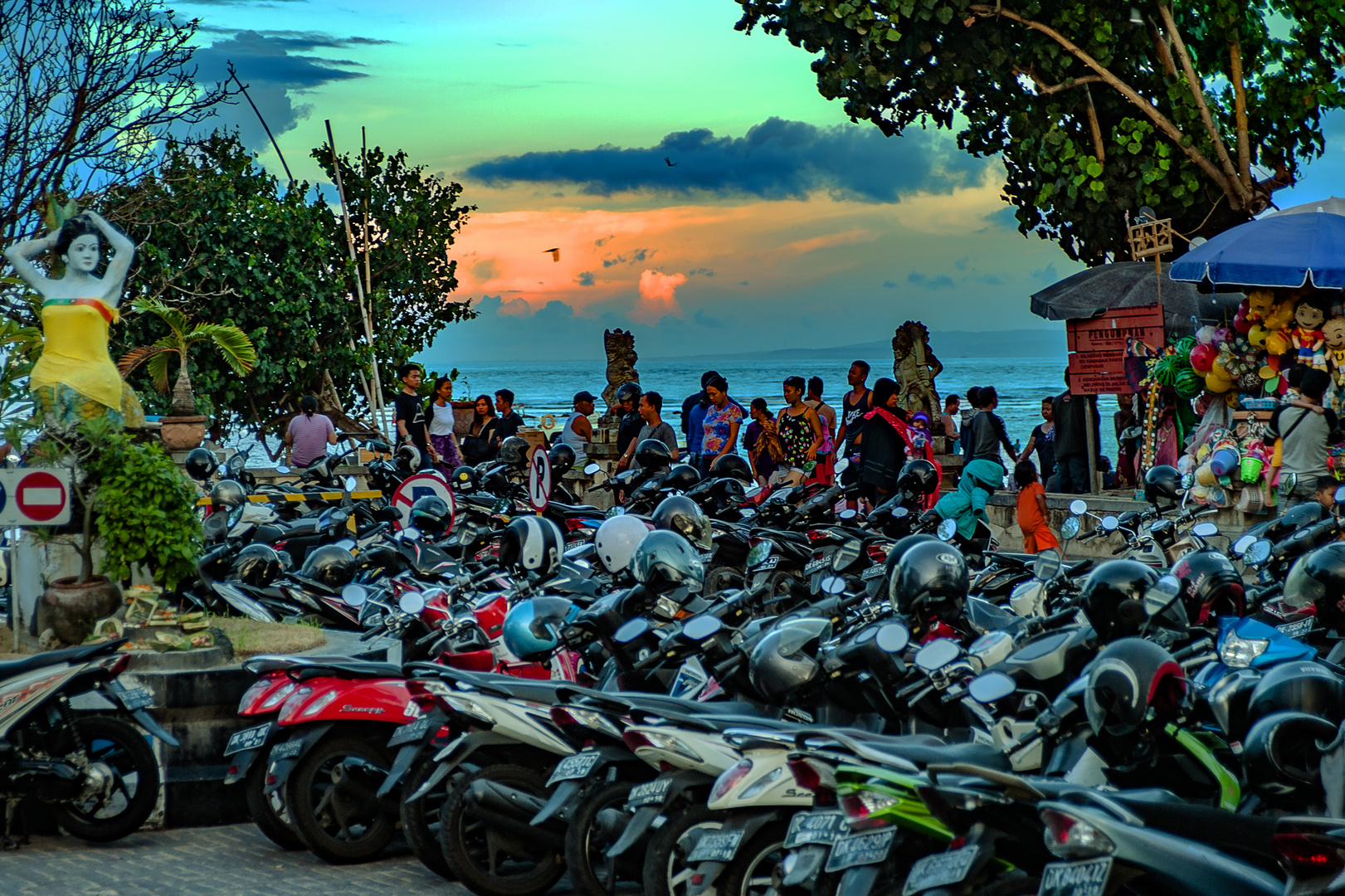 Scooter parking at Sanur beach