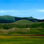 Scorcio sulla piana di Castelluccio al tramonto