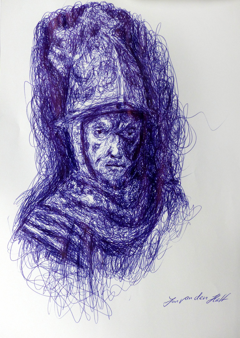 Scribble-Interpretation von "Mann mit dem Goldhelm"