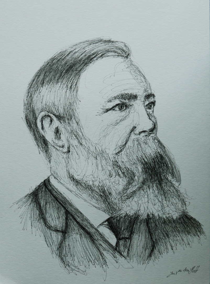 Scribble Portrait von Friedrich Engels