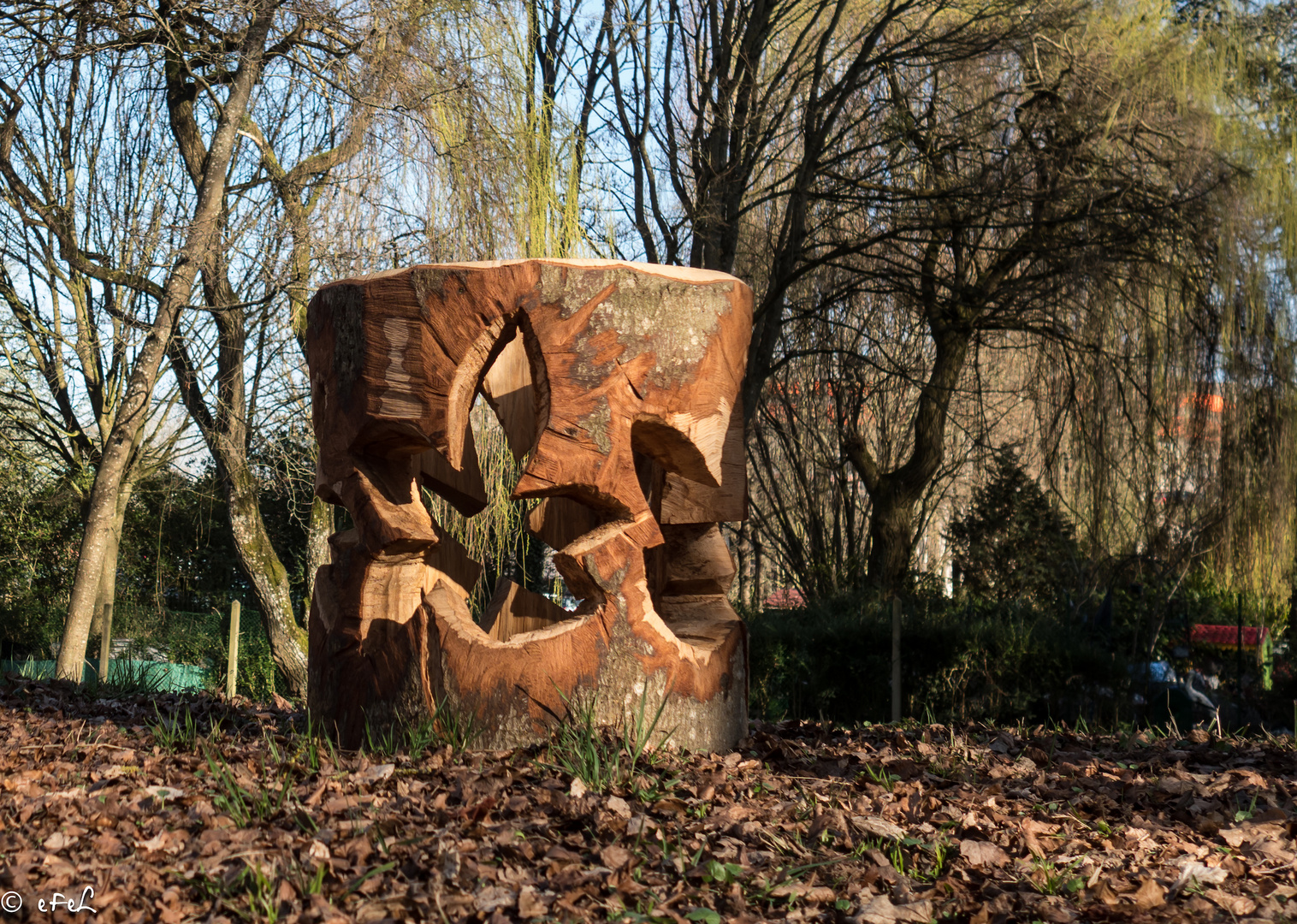 Sculpture bois dans un corps creux