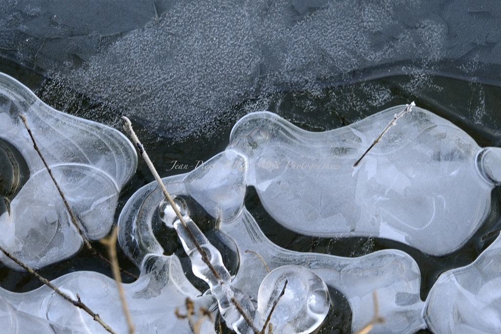 Sculptures sur l'eau gelée