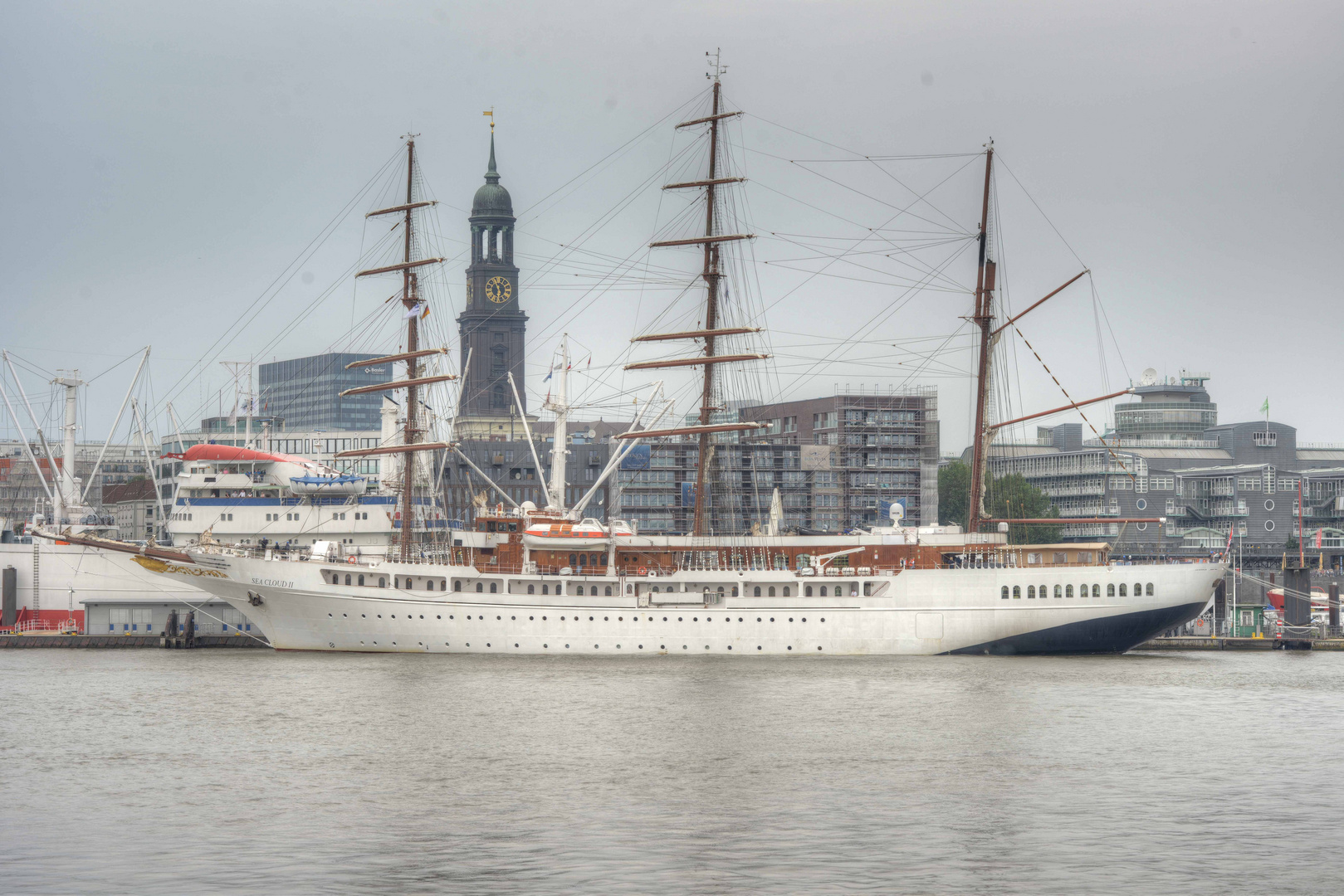 Sea Cloud II leaving Hamburg