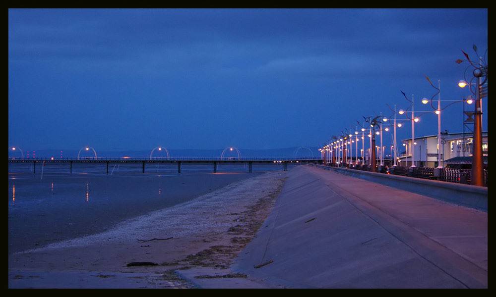 sea wall at dusk