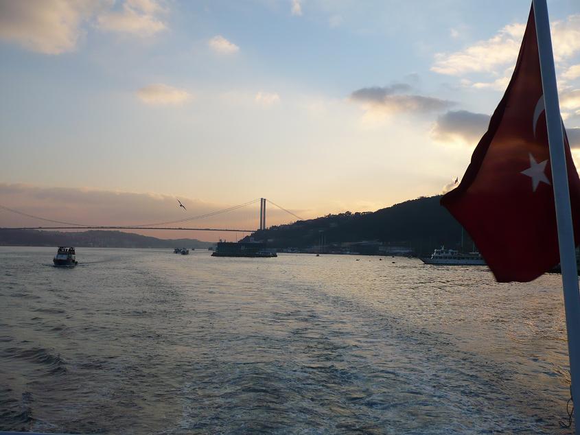 Seagulls and sunset in Bosphorus