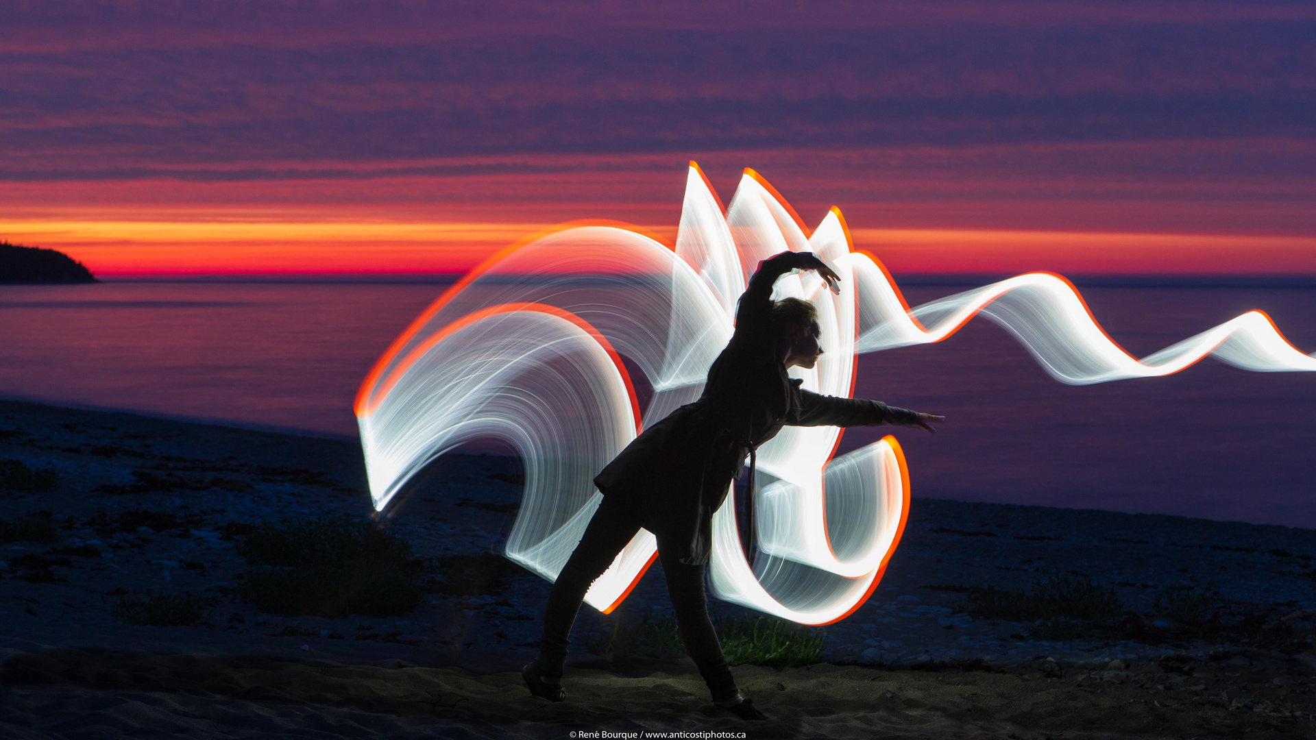 Séance de light painting, safari photo à Anticosti, juillet 2018