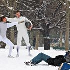 séance photo d'escrime sous la neige .