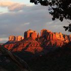 Sedona, View from Upper Red Rock Loop Rd. towards Cathedral Rock at sunset