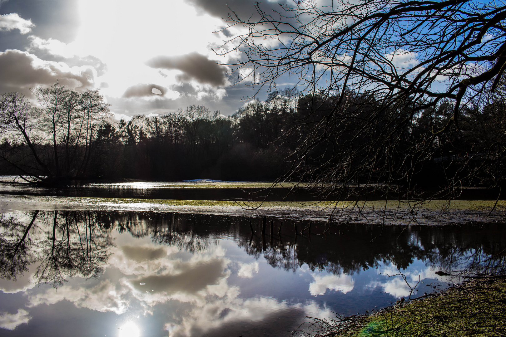 See unter winterlicher Sonnenflut