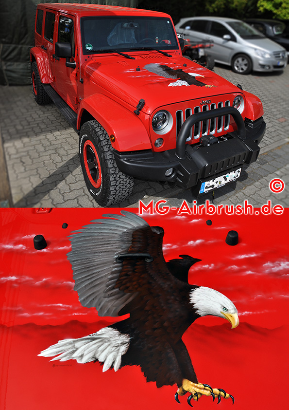 Seeadler auf Jeep