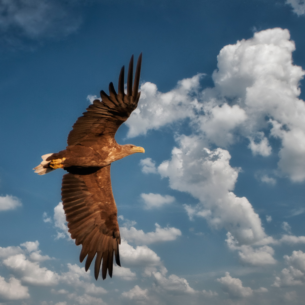 Seeadler in Wolken