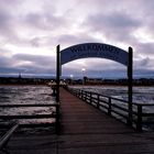 Seebrücke Ahlbeck bei Dämmerung im Winter 2