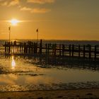 "Seebrücke" in Utersum auf Föhr im Sonnenuntergang