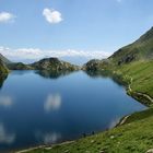 Seefeldsee bei Meransen mit Blick in die Dolomiten von Südtirol