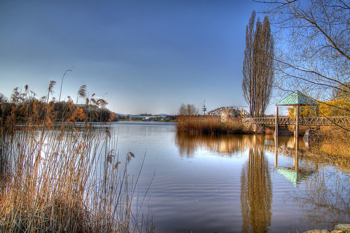 Seepark in Freiburg mit Blick zum Lago