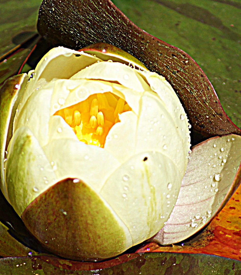 Seerose, im Aufblühen