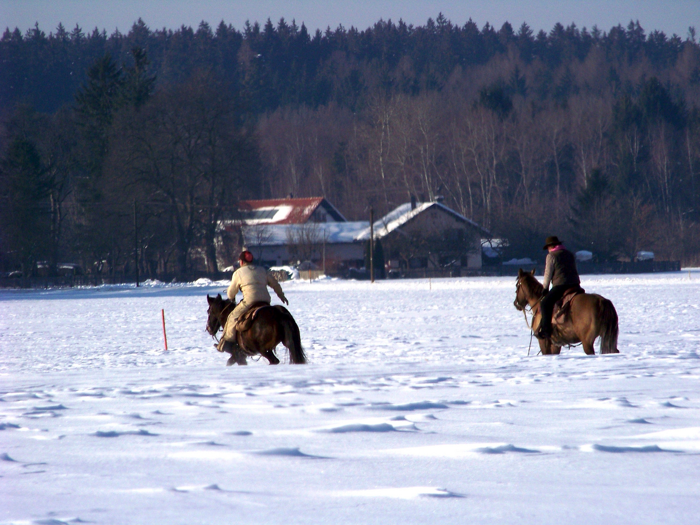 Seeüberquerung im Schnee