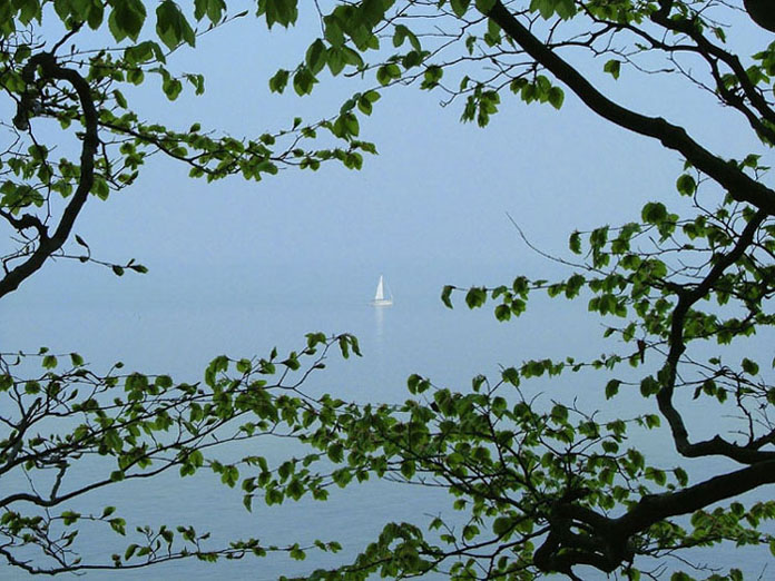 Segelboot, 'natürlich gerahmt'