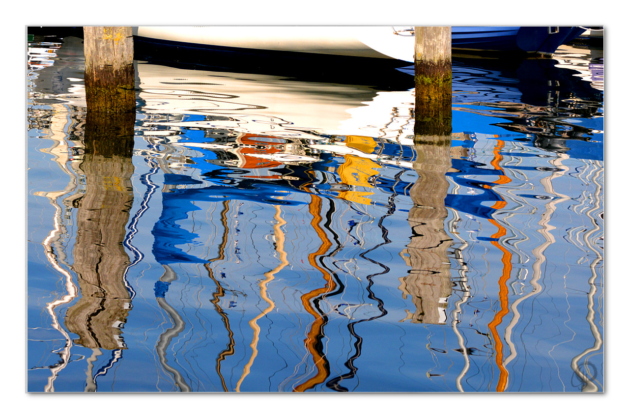 Segelboot vertäut ... Wasserfarben