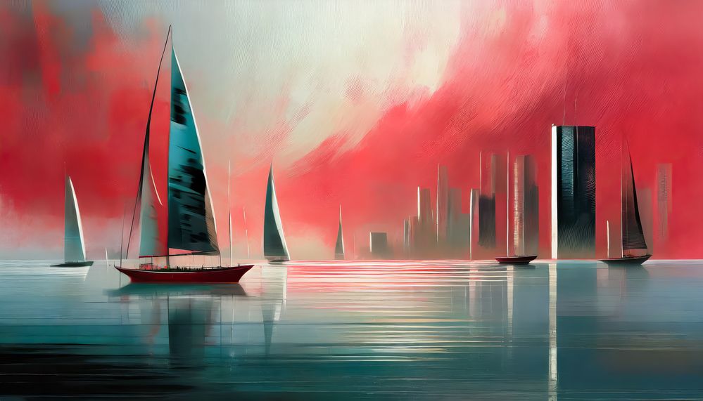 Segelboote vor Harbor-City-Kulisse-01