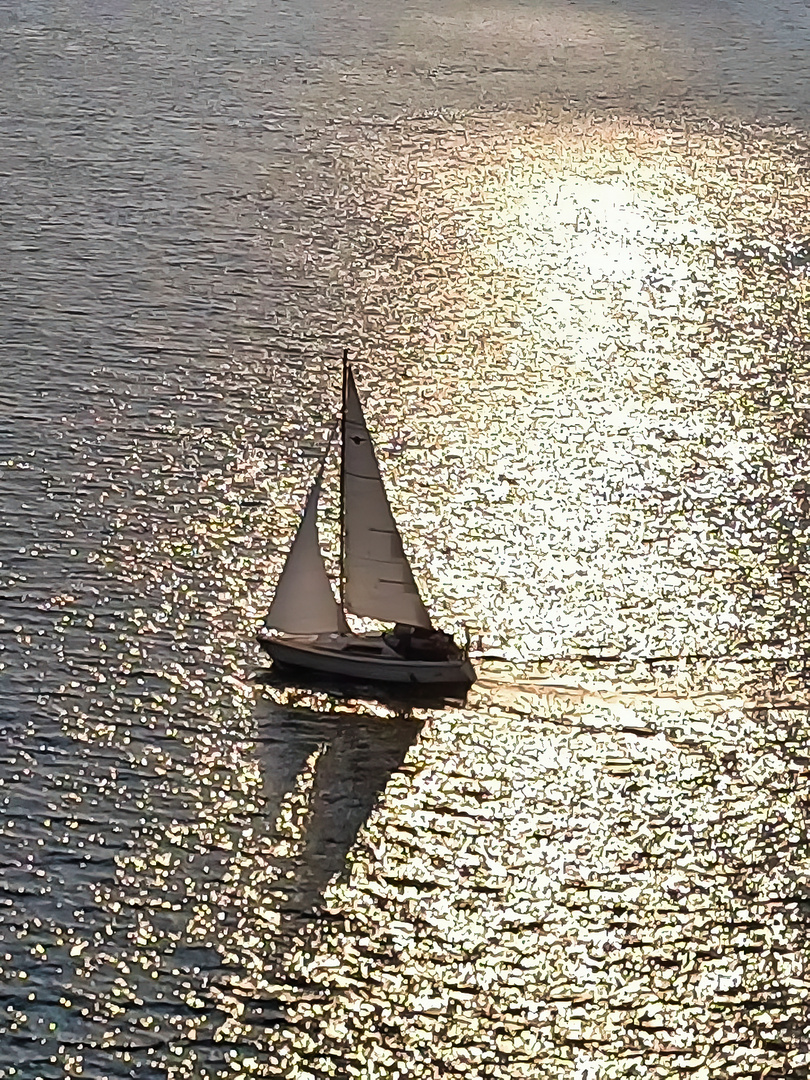 Segelschiff im Abendlicht