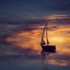 Segelschiff im Sonnenuntergang