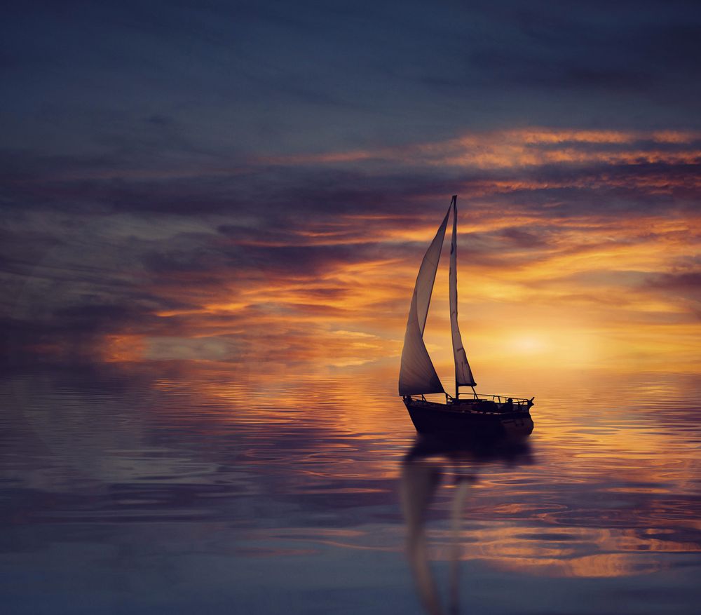 Segelschiff im Sonnenuntergang Foto & Bild | schiffe und seewege