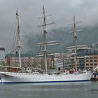 Segelschiff im verregneten Bergen /Norwegen