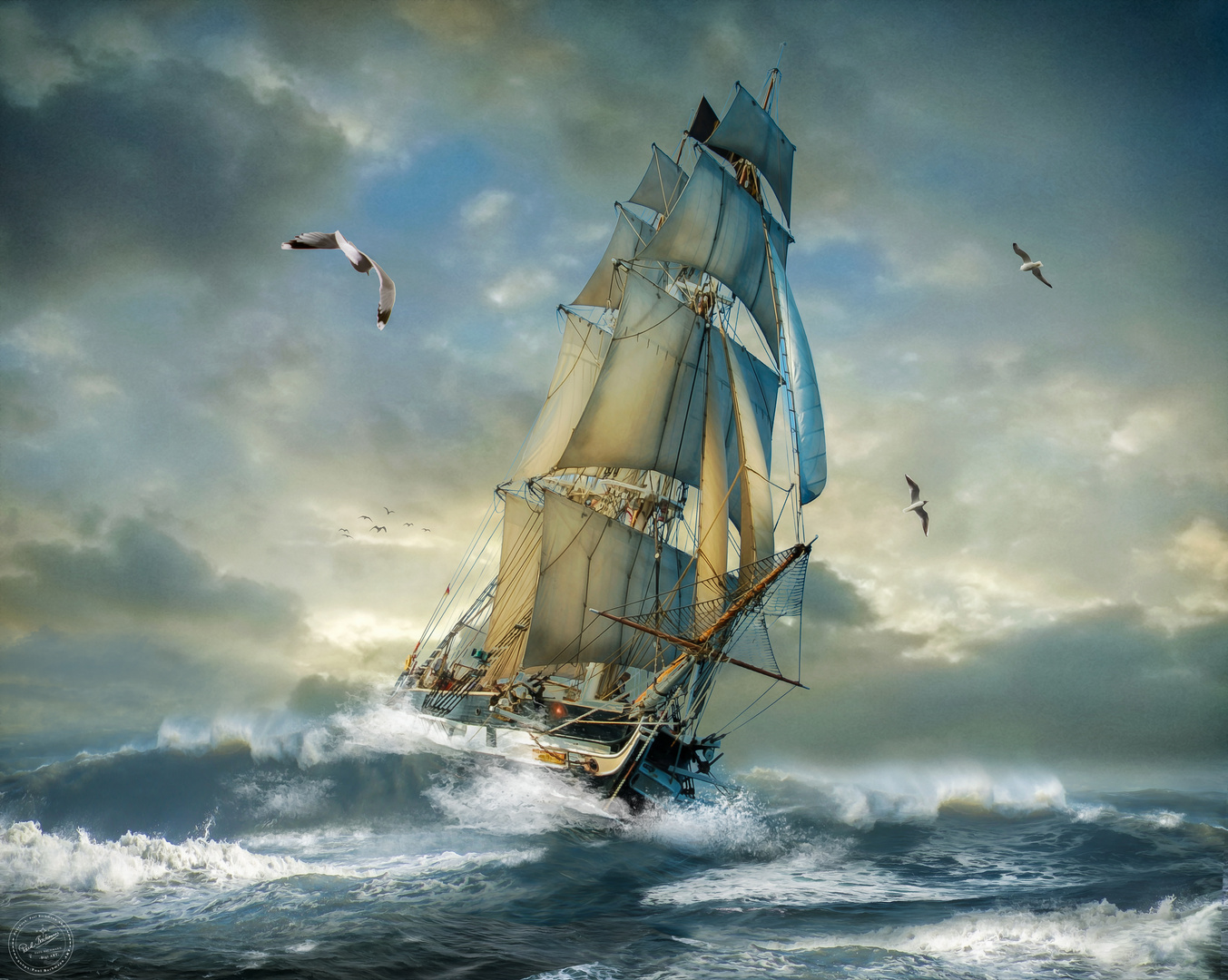 Segelschiff in voller Fahrt Foto & Bild | art, surreal, composing