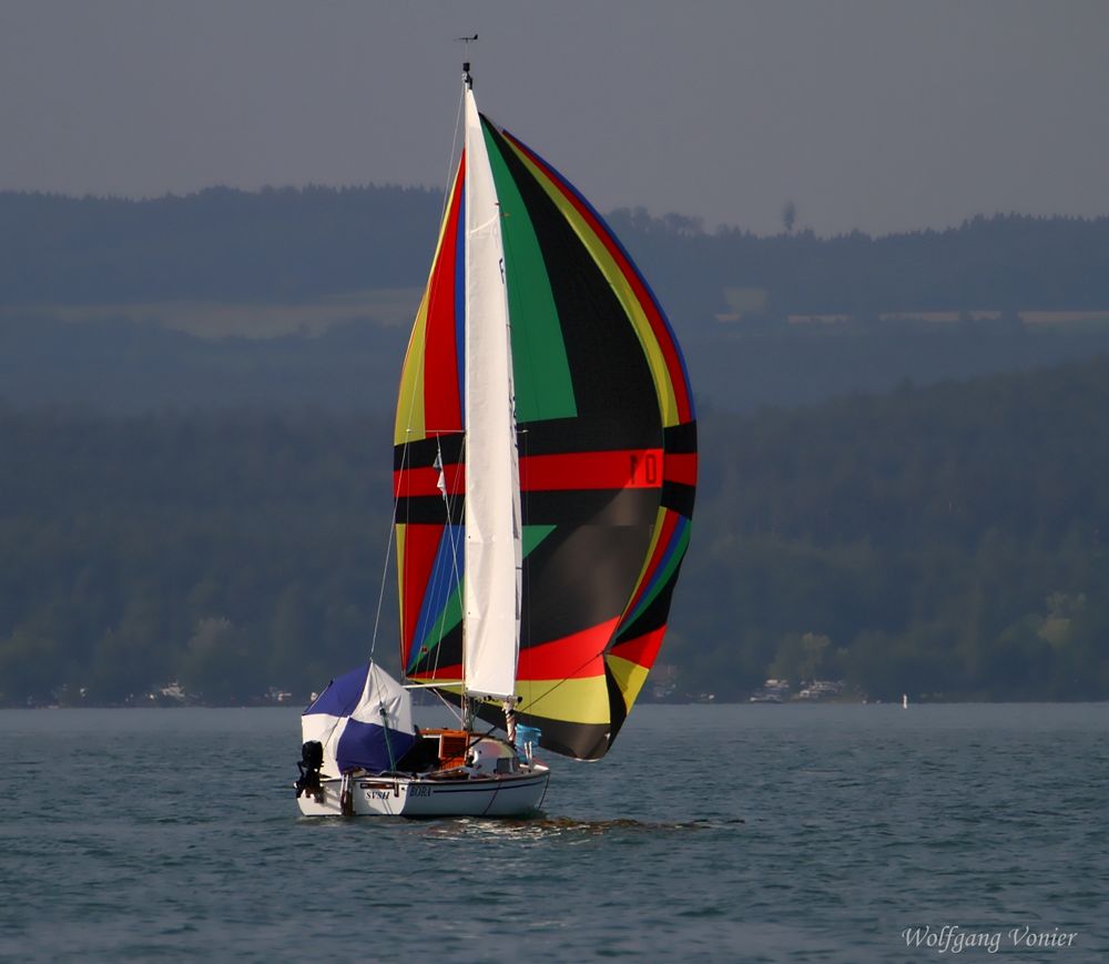 Segelschiff mit gesetztem Spinnaker I