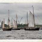 Segelschiffe bei der Parade im Hamburger Hafen.