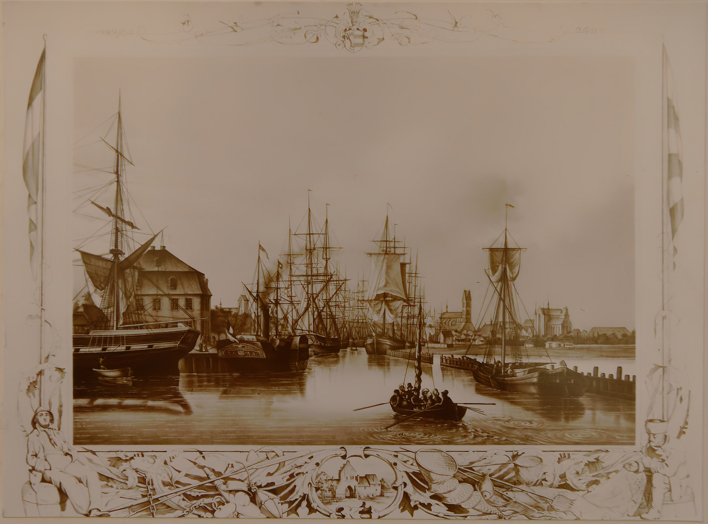 Segelschiffe im Seehafen Wismar zu Beginn des vorigen Jahrhunderts