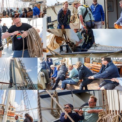 Segelsetzen mit Handkraft.