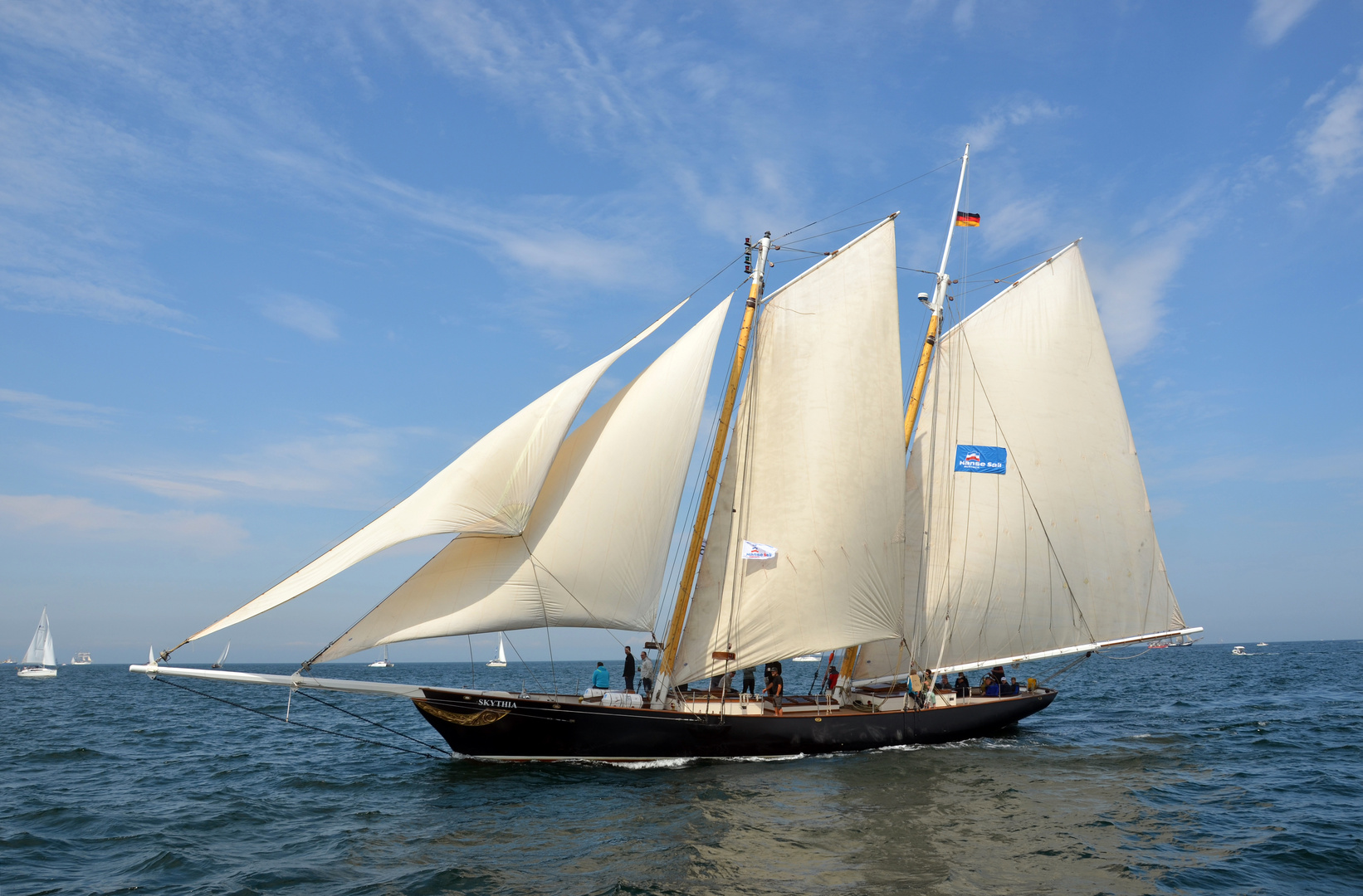 Segelyacht "Skythia" zur Hanse Sail auf der Ostsee vor Warnemünde