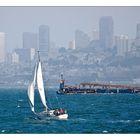 Segler vor Skyline von San Francisco