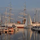 Seglerhafen Stralsund, im Hintergrund die Gorch Fock