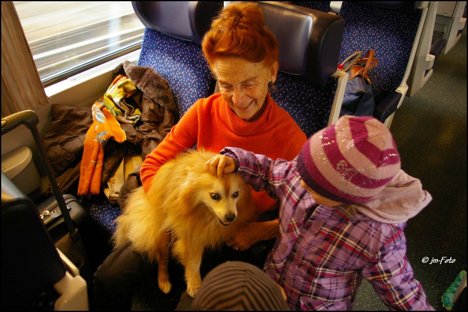 Sehr nette ältere Dame mit Hund