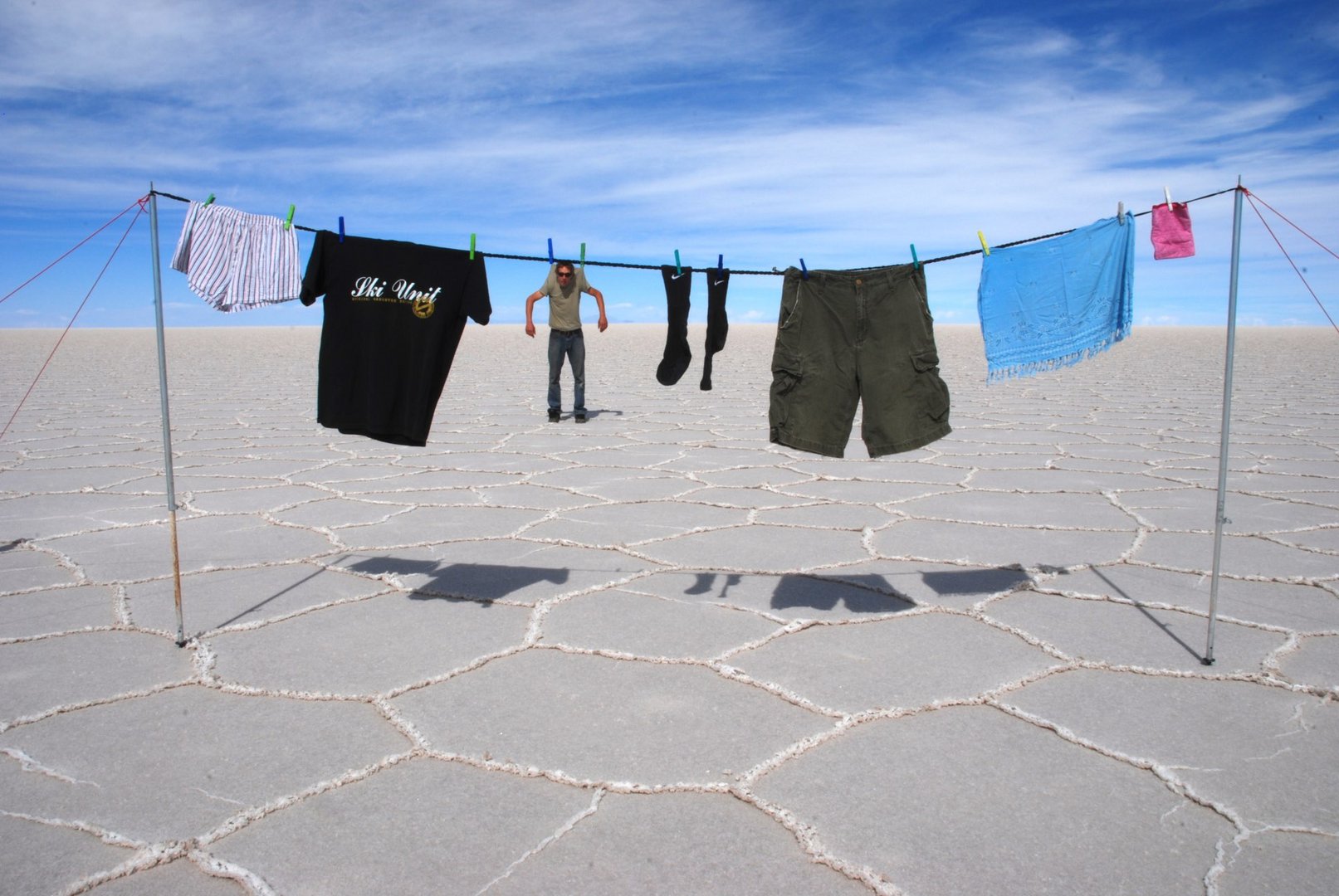 «Seich machen» am Salar de Uyuni