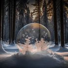 Seifenblase im frisch verschneiten Wald