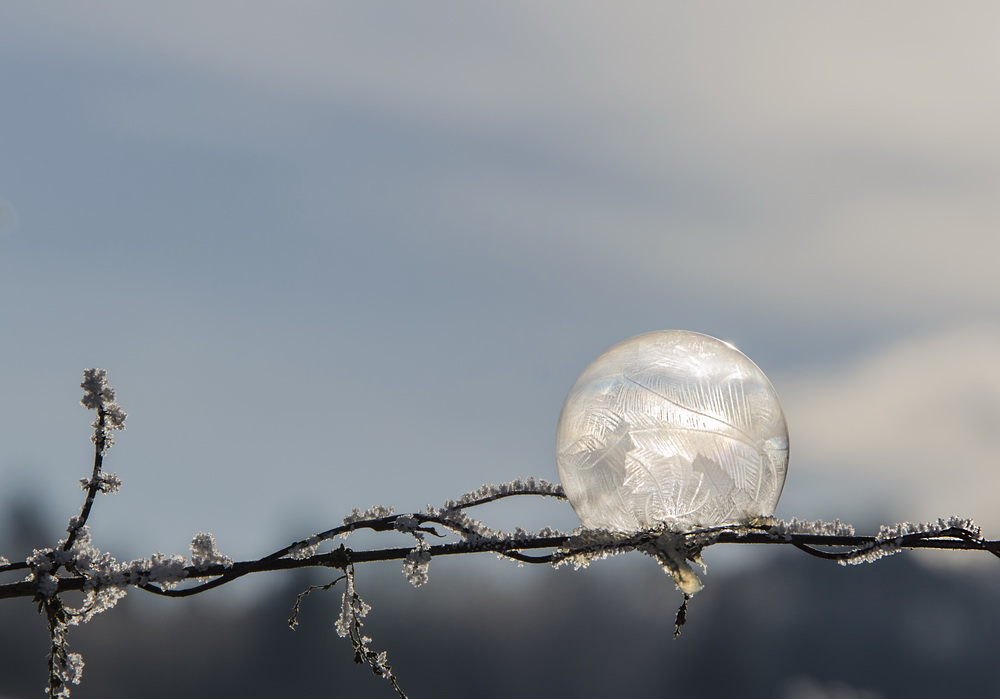 Seifenblase im Winter - Versuch