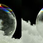 Seifenblasen im Schnee - 3D Kreuzblick