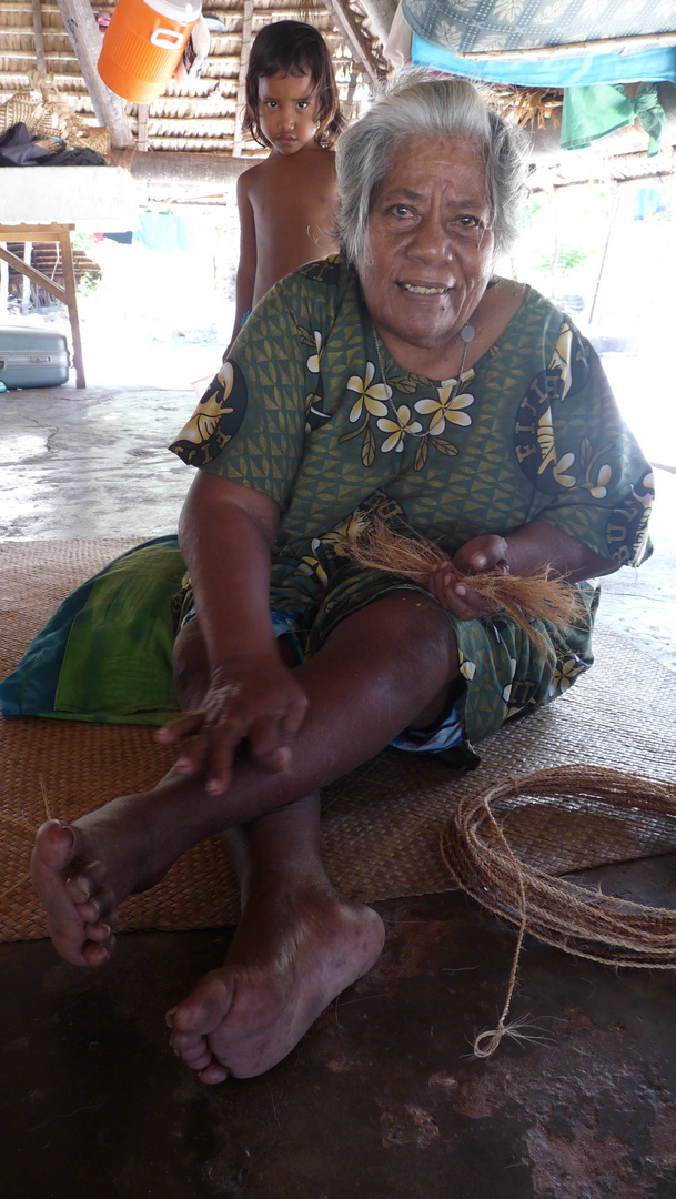 Seilherstellung in Tarawa (Gilbert Islands)