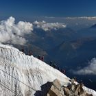 Seilschaften am "Startpunkt" des Aiguille du Midi