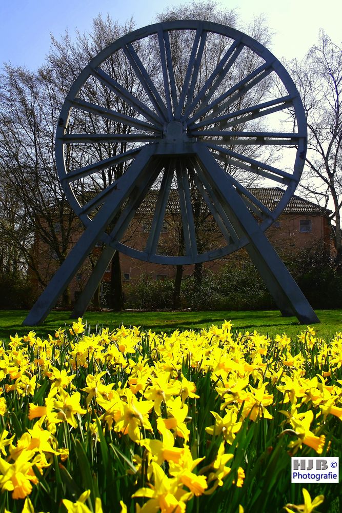 Seilscheibe in Bottrop als Erinnerung an den Bergbau