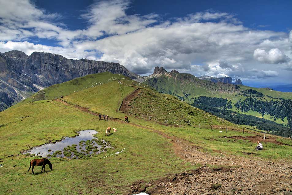 Seiser Alm 2: Von der Plattkofelhütte zu den Rosszähnen