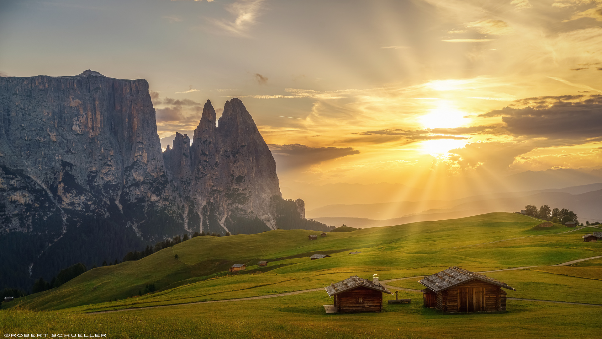 Seiser Alm mit Bergmassiv Schlern