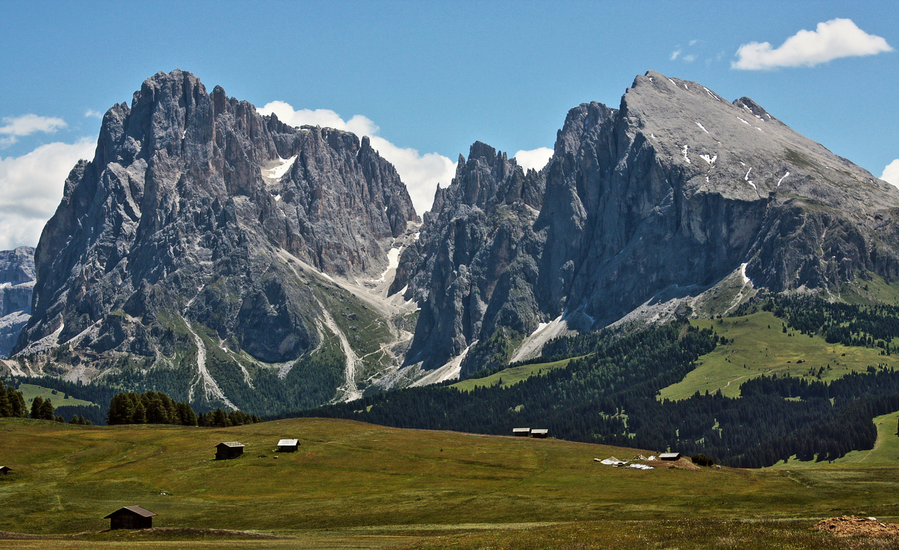 Seiser Alm mit Langkofel u. Plattkofel